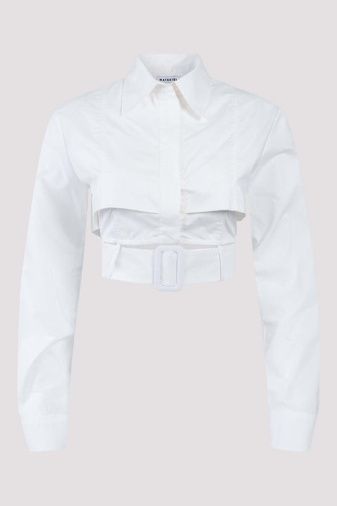 Belted Cropped Panel Shirt
