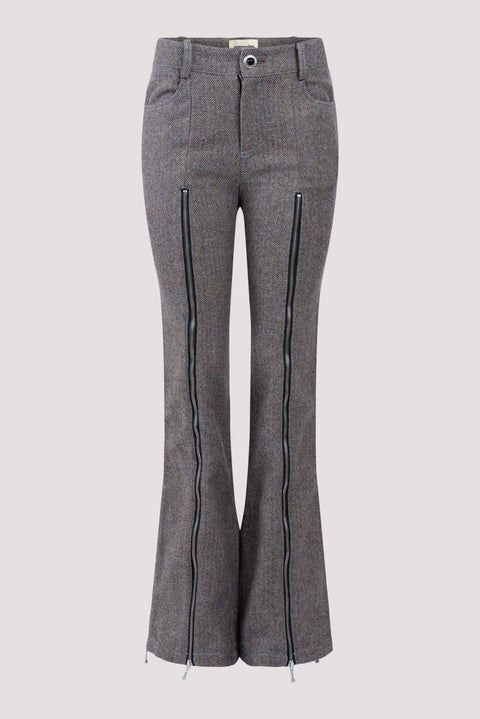 Aika Herringbone Zip-Up Trousers