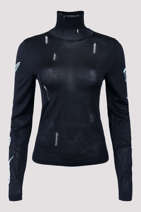 Highneck Long Sleeve Knit Top