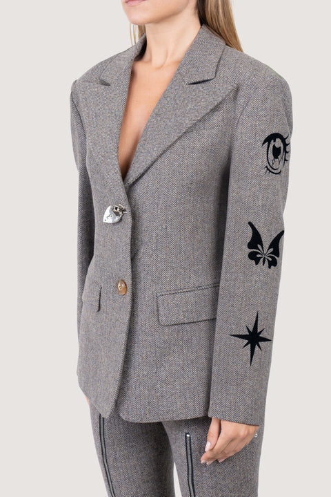 Haruko Herringbone Ma-1 Jacket