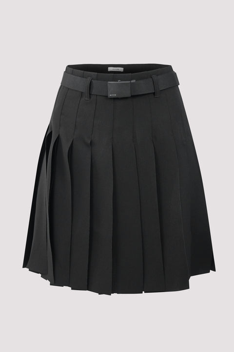 Pleated Laser Cut Knee Length Skirt