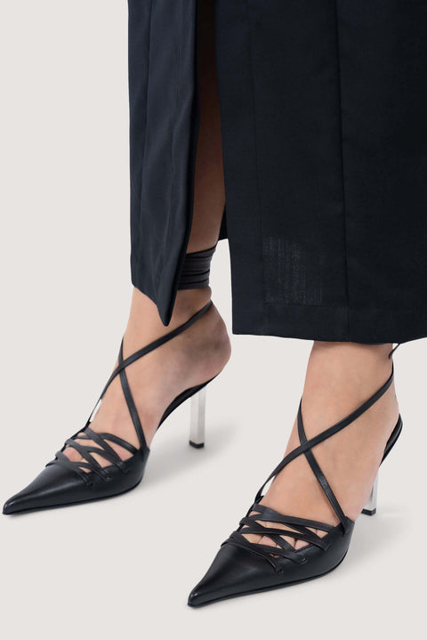 Rococo Tie High-Heel Leather Pumps