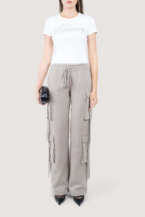 Wide Leg Cargo Pockets Track Pants