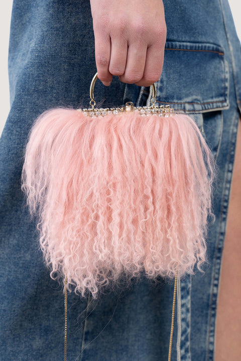 Estelle | Luxury Fuschia Pink Mini Bag | Rhinestone Embellished Handle