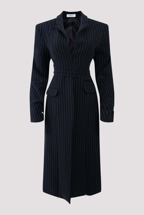 Pinstripe Slash Detail Coat