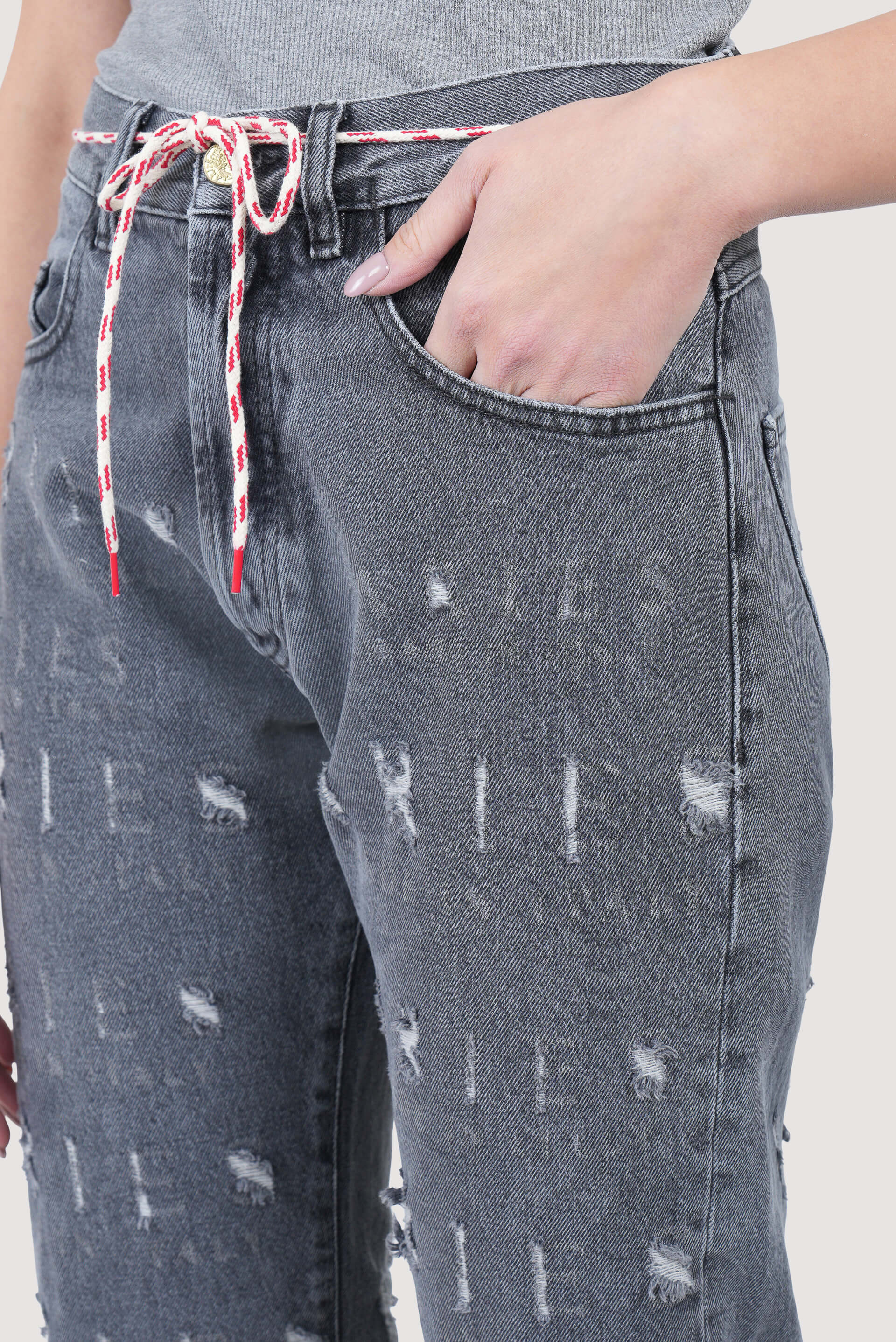Aries Destroyed Logo Printed Batten Jean - Fabric of Society