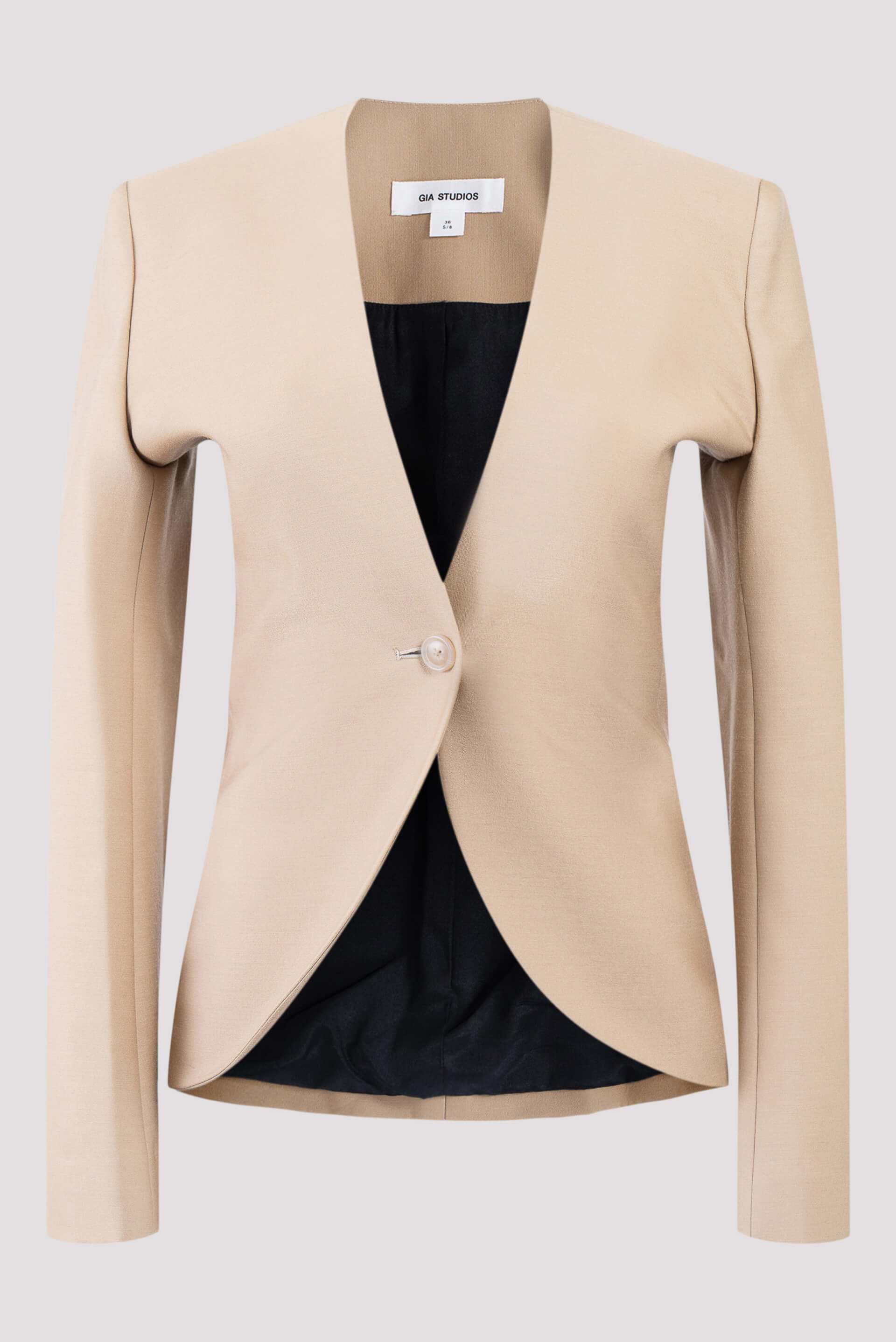 Cinched Waist Detailed Silk Wool Blazer