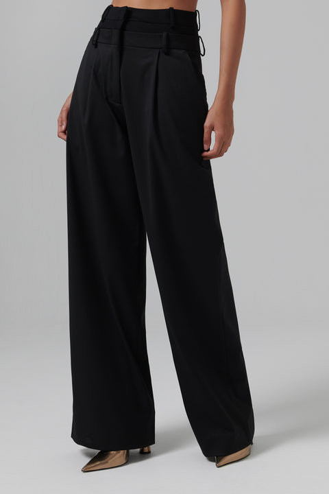 Black Ivlia Wid-Leg Pants