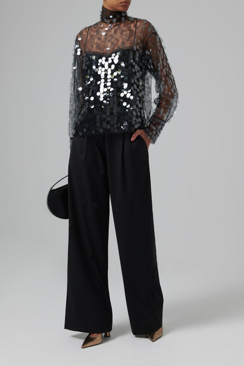 Black Ivlia Wid-Leg Pants