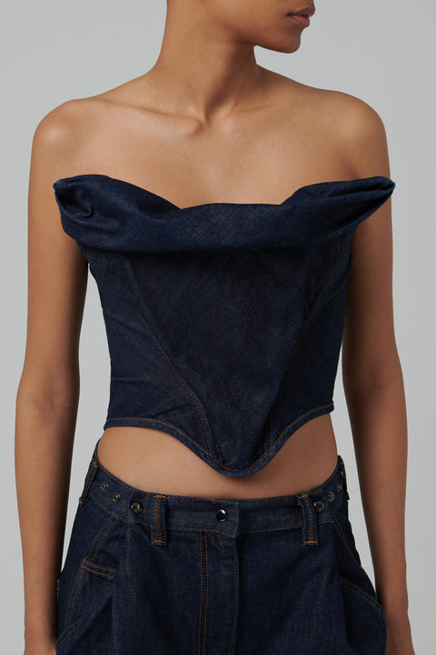 Navy Denim Corset
