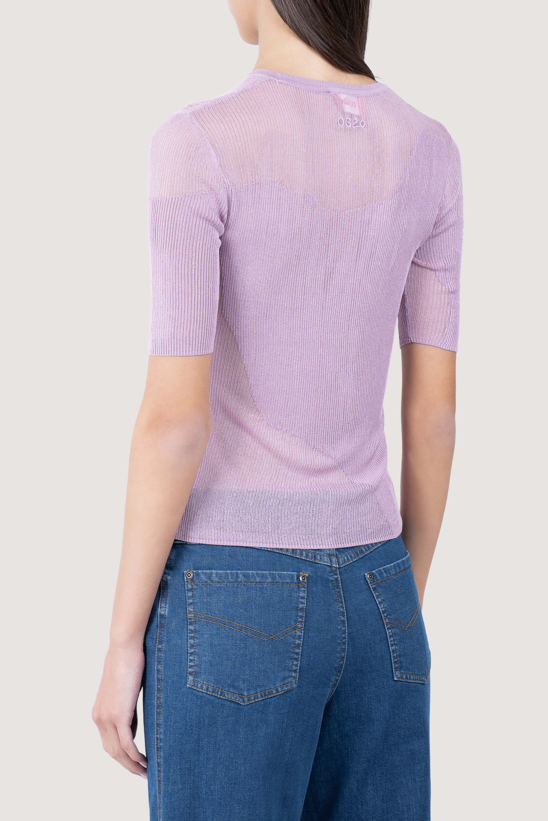 Gradient Open-Knit Short-Sleeve Top