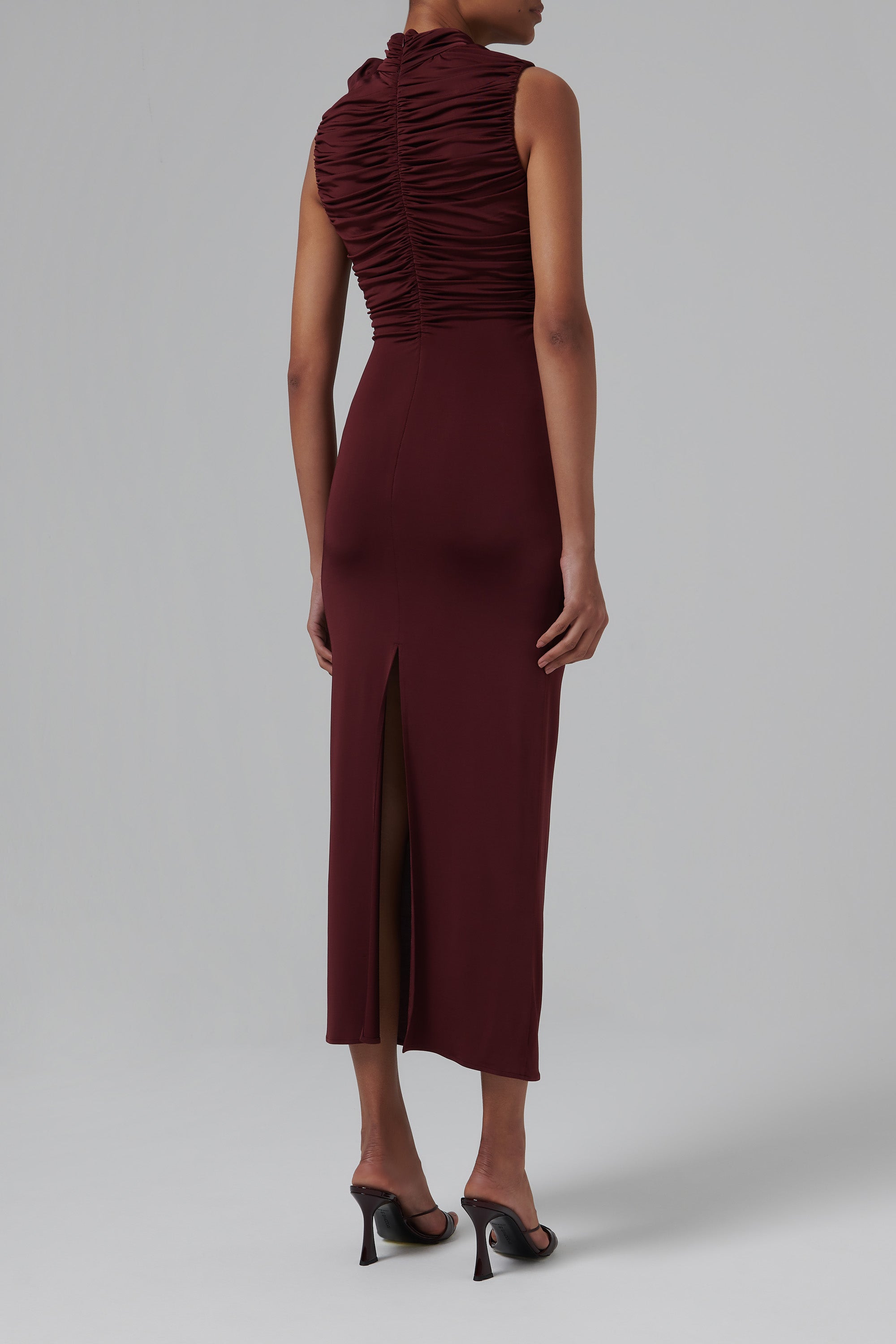 Magda Butrym Burgundy Rose Back Slit Midi Dress Burgundy / (FR)40