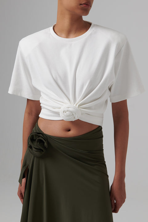 White Front Knot T-Shirt