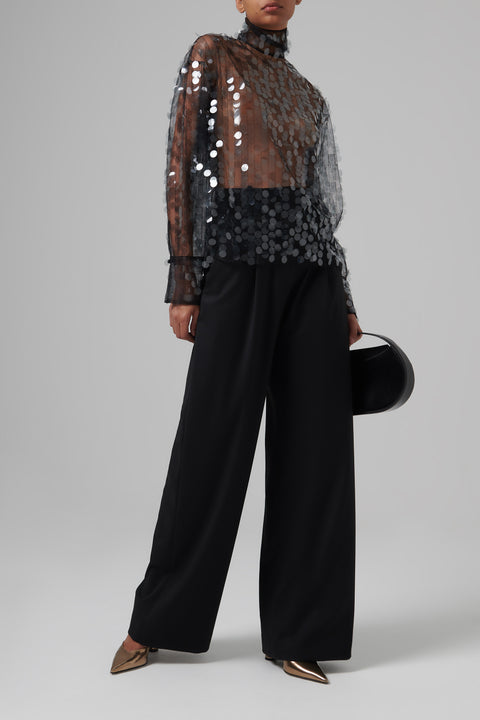 Black Olall Sequin Top