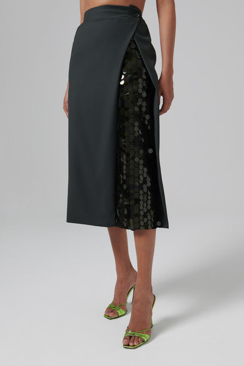 Green Beatris Midi Skirt