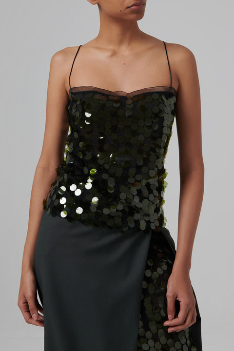 Green Suero Sequin Tank Top
