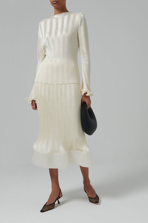 White Hollis Midi Skirt