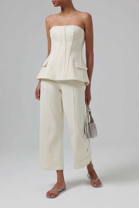 White Sully Wide Leg Cropped Pant