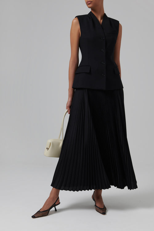black vest dress midi Pointelle Slim Long Vest Dress