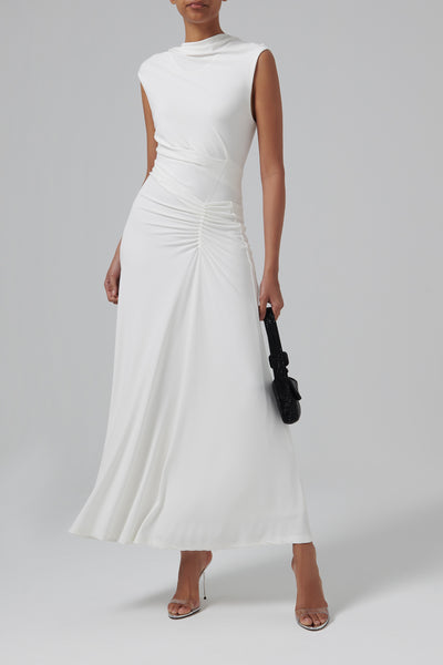 simkhai acacia sleeveless draped midi dress Simkhai White Acacia Midi Dress