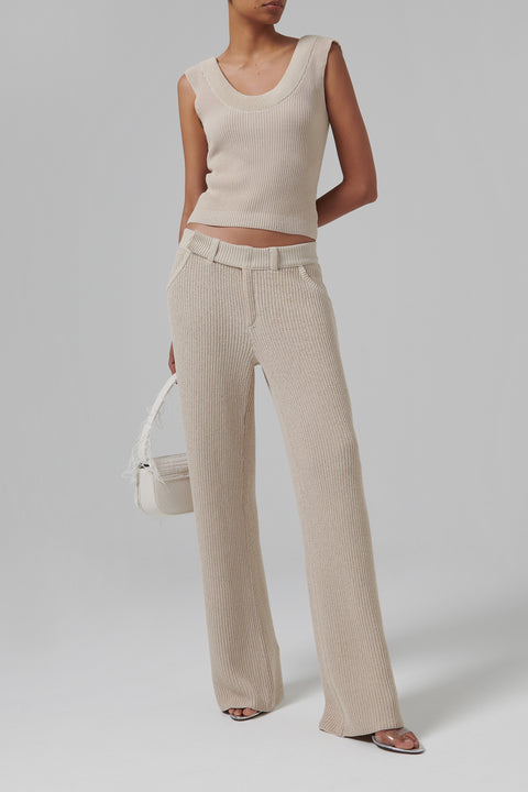 Beige Vena Knit Pants