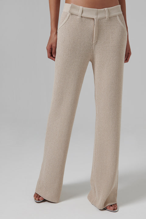 Beige Vena Knit Pants