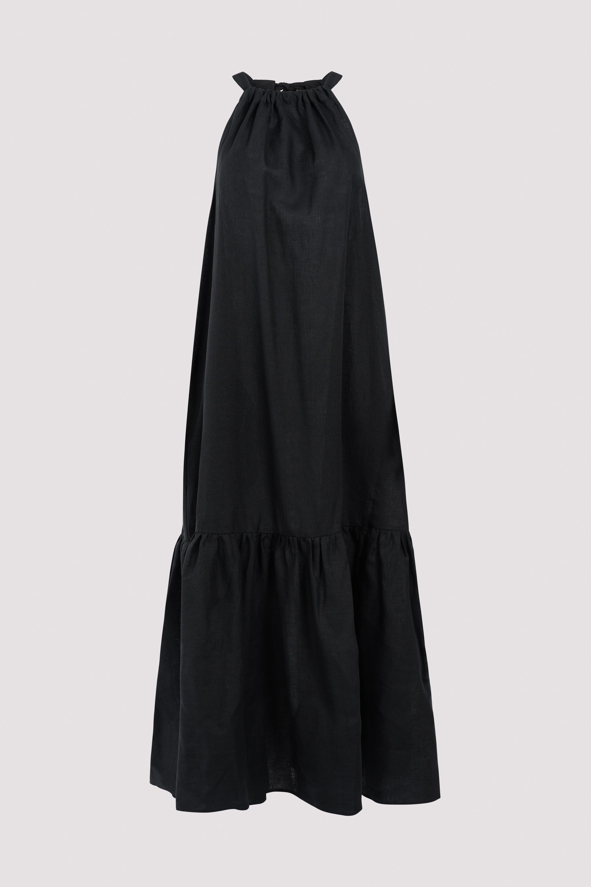 Ibiza Black Organic Linen Maxi Dress, L