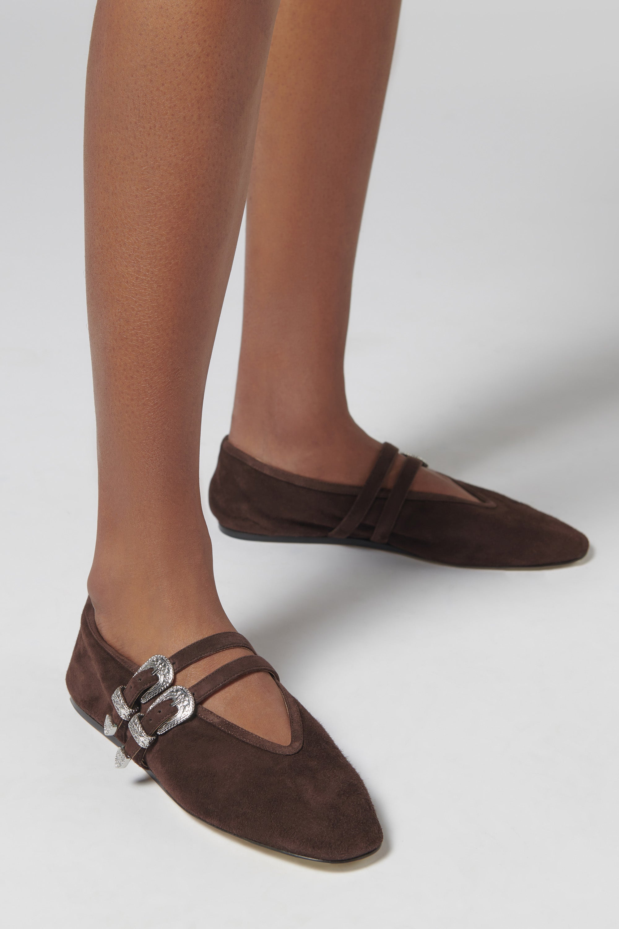Le Monde Beryl Brown Suede Claudia Ballerina