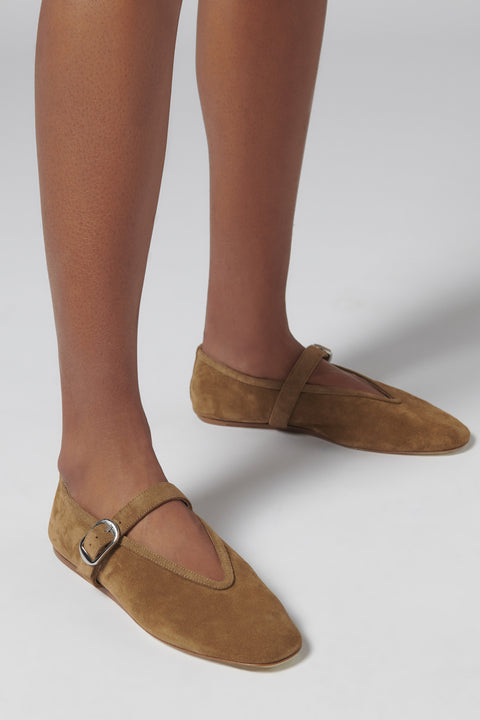 Brown Suede Claudia Ballerina