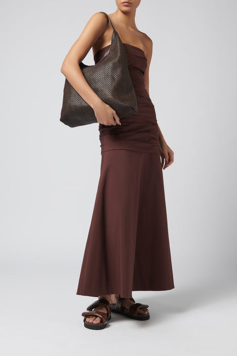 Brown Lattice Weave Large Tote