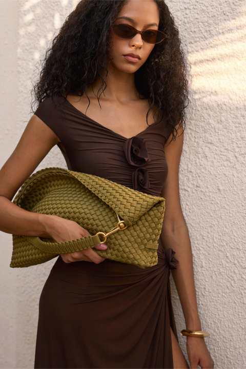 Green Porto Half-Moon Shoulder Bag