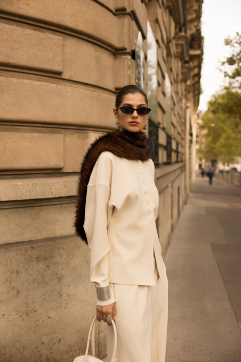 White Lay2 Round-Neck Cardigan