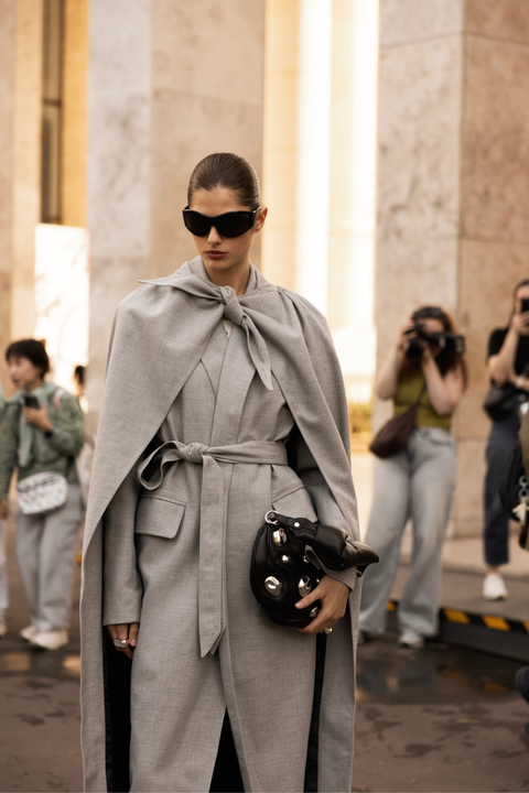 Grey Double Layer Trench Coat