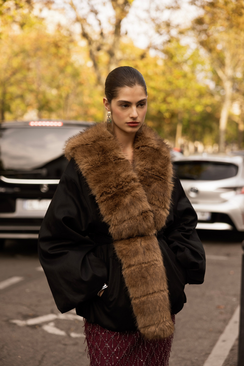 Black Faux Fur Collar Jacket