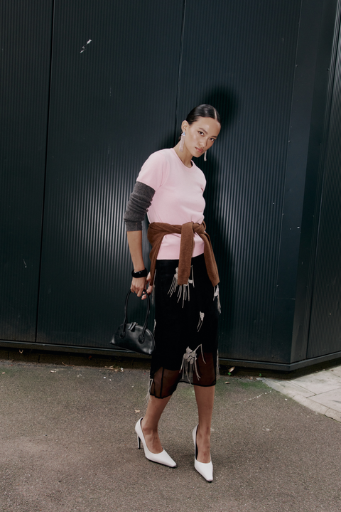 BlackEmbellished Tulip Skirt