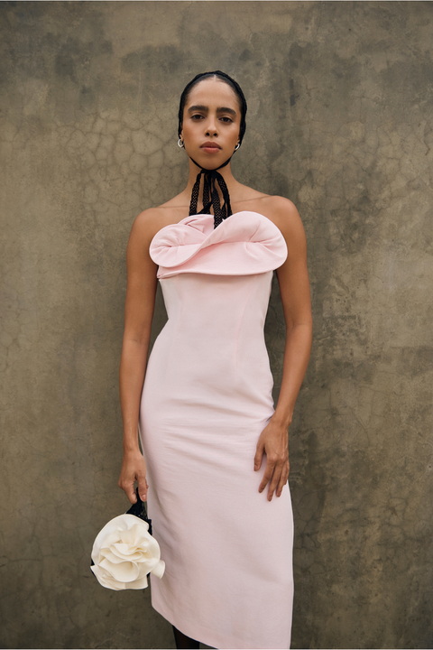 Pink Bustier Midi Dress