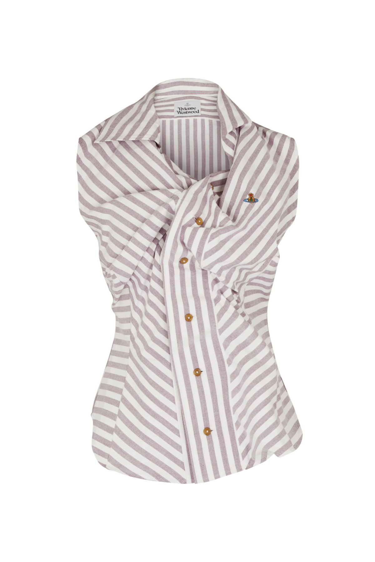 Vivienne Westwood Burgundy Stripe Drunken Cotton Shirt