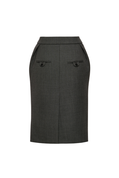 Grey Wool Midi Skirt
