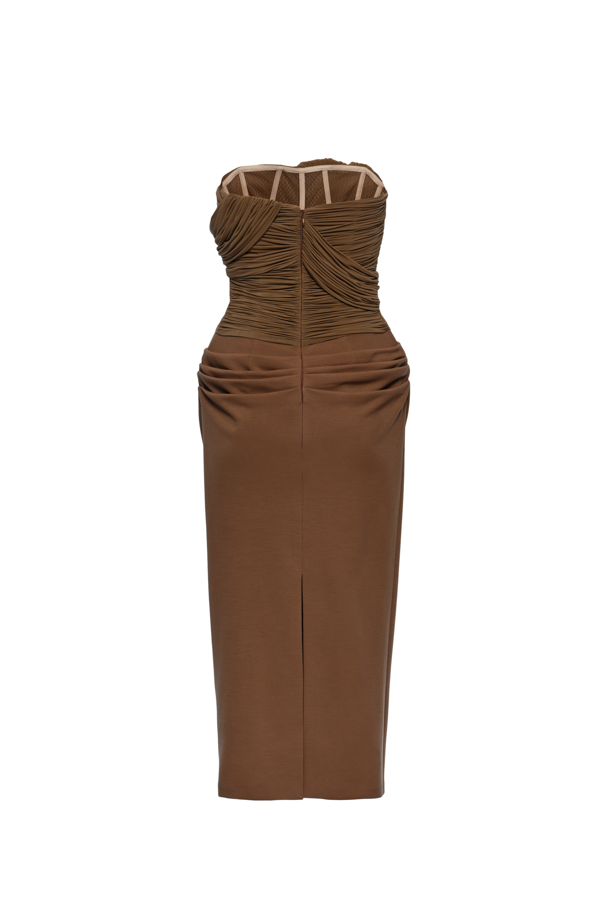 Magda Butrym Brown Corset Bustier Midi Dress