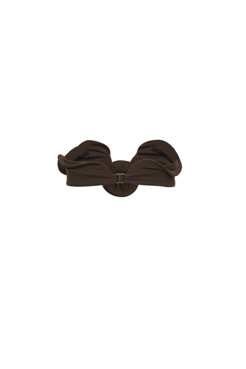 Brown Sculptural Bandeau Bikini Top