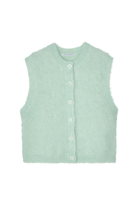 Green Mohair Knit Vest