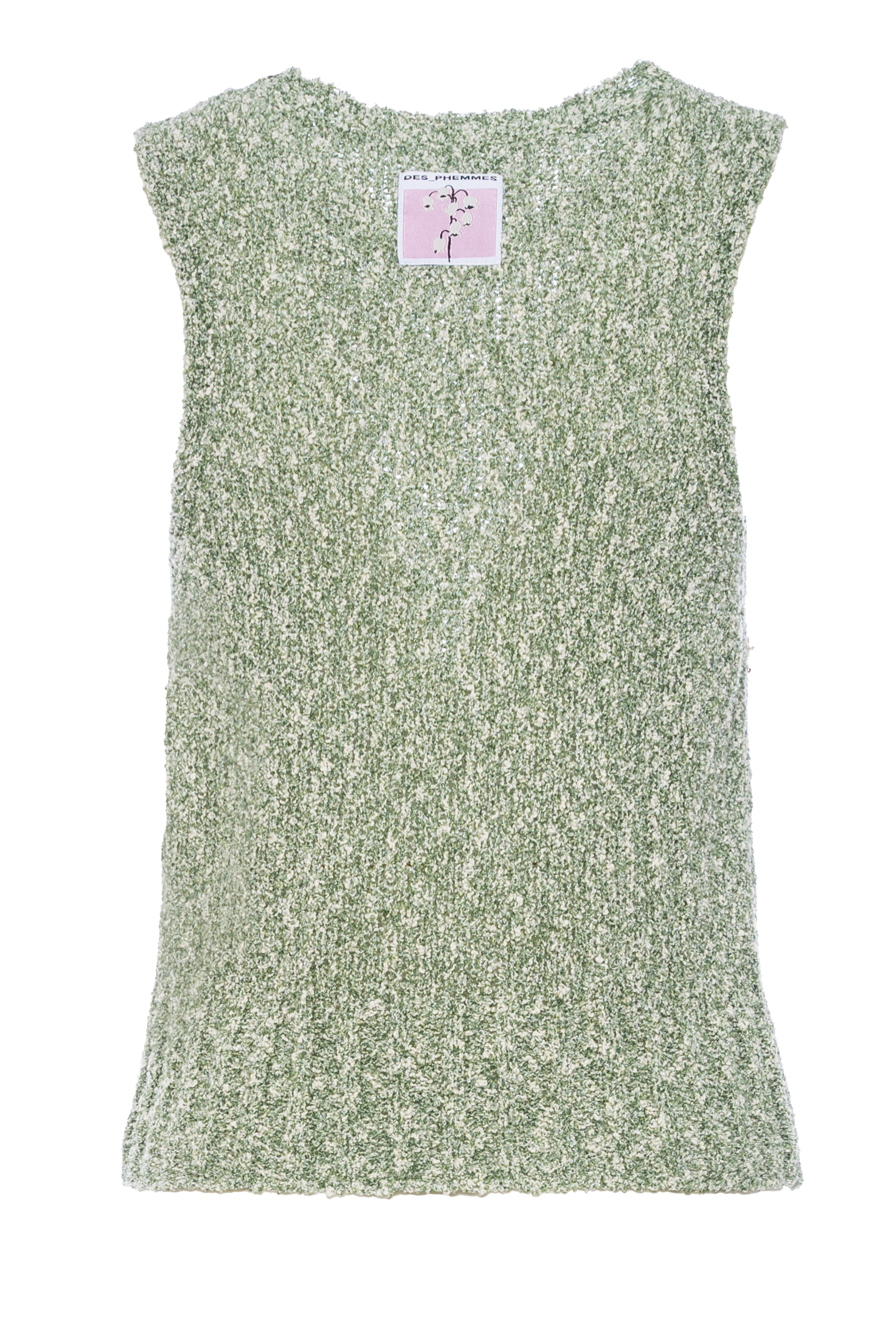slim fit dress slacks Des Phemmes Green Boucle Crop Vest