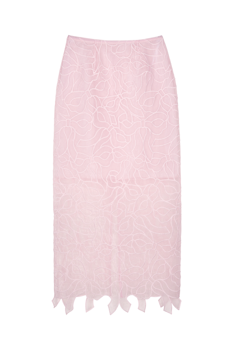 Pink Bow Embroidery Skirt