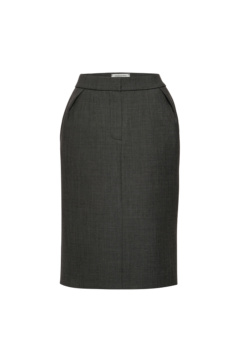 Grey Wool Midi Skirt