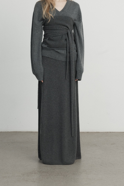 Dark Grey Moro Cashmere Knit Skirt