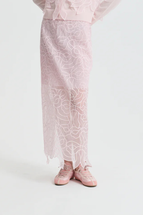 Pink Bow Embroidery Skirt