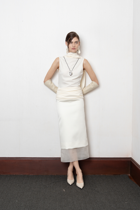 White Aeron Silk Skirt