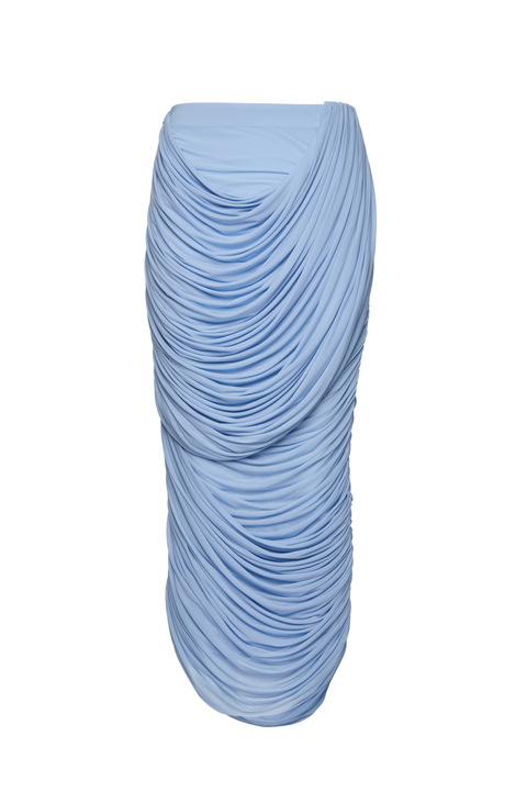 Light Blue Ruched Midi Skirt