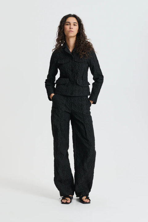 Black Begonia Jacquard Trousers