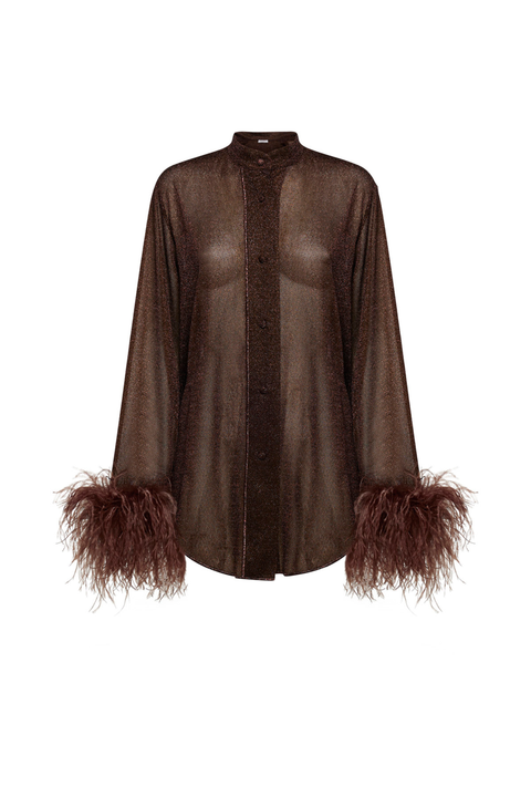 Brown Lumiere Plumage Long Shirt